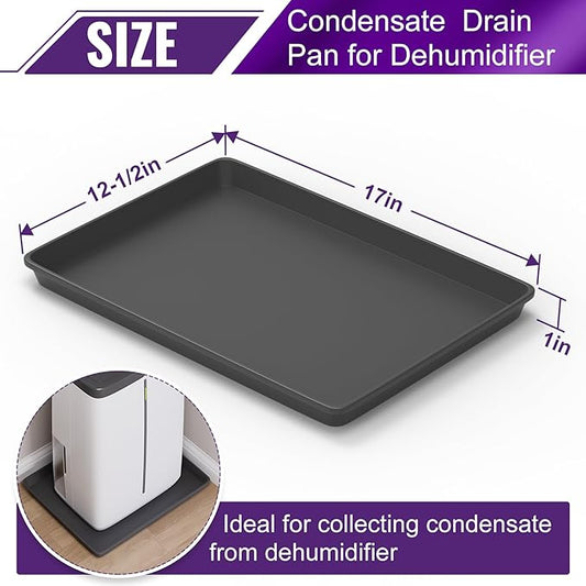 Mxclimate Drain Pan for Dehumidifier,Condensate Water Plastic Drip Tray 12.5 x 17 in Prevent Water Leakage,Floor Protection,Easy to Move Around