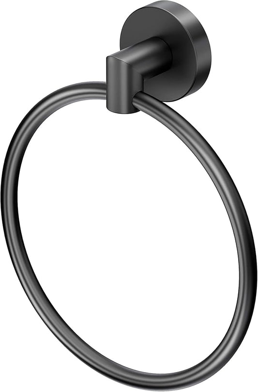 Gatco 4632MX Glam Towel Ring, Matte Black | Wall Mounted 6.5"W Towel Holder Ring for Bathroom