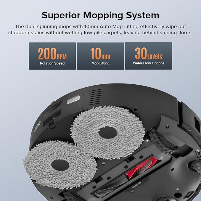 Roborock Qrevo Edge S5A Robot Vacuum and Mop, 18,500Pa, Zero-Tangling, DuoDivide Main Brush, FlexiArm Side Brush, Hot Water Mop Washing & Self-Cleaning, Warm Air Drying, Self-Emptying, Black