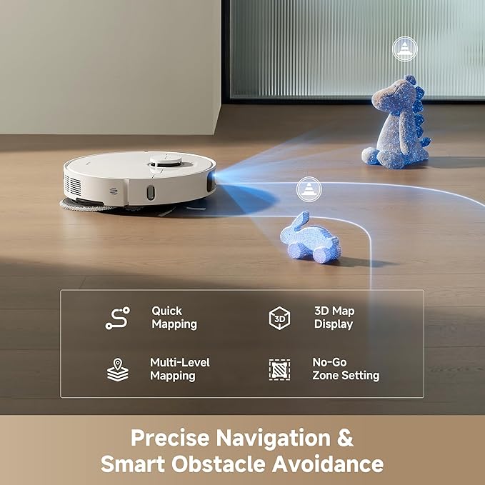 DREAME D30 Ultra Robot Vacuum and Mop, 25,000Pa Powerful Suction, All-in-One Base Station with 100 Days Auto-Empty, MopExtend Tech for Edge Cleaning, Smart Obstacle Avoidance, White