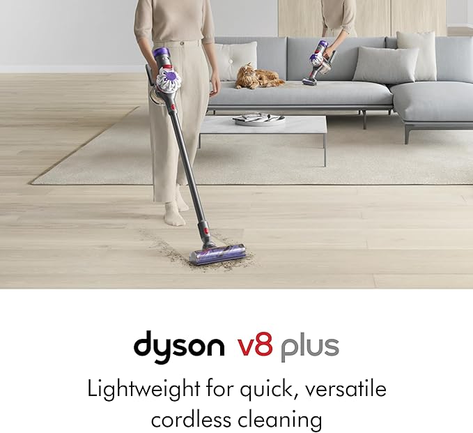 Dyson V8 Plus Cordless Vacuum, Silver/Nickel (Renewed)