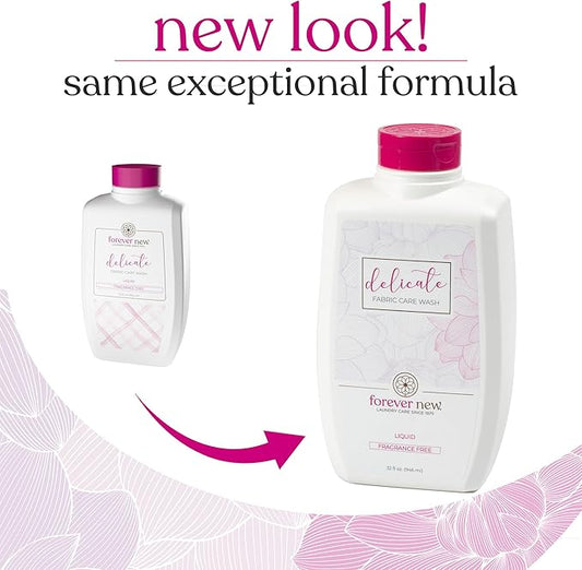 FOREVER NEW Delicate Hypoallergenic Laundry Detergent Liquid - 100 to 128 Large Loads - Gentle washing detergent for Silk, Cashmere, Bra, Undergarments, Wool etc. - Unscented - 32oz (2pack)