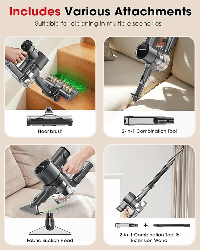 Cordless Vacuum Cleaners for Home, G26 Vacuum Cleaner, 45KPA Powerful Suction, Up to 60 Minutes, Tangle-Resistant, Rechargeable Stick Vac with Wall Mount for Pet Hair, Hardwood Floors