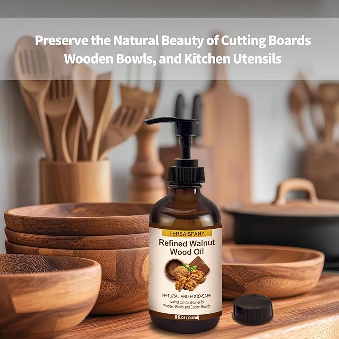 Walnut Wood Oil Bowl Conditioner, Walnut Oil for Wooden Cutting Board and Bowl,Food Safe, Long-Lasting 8oz