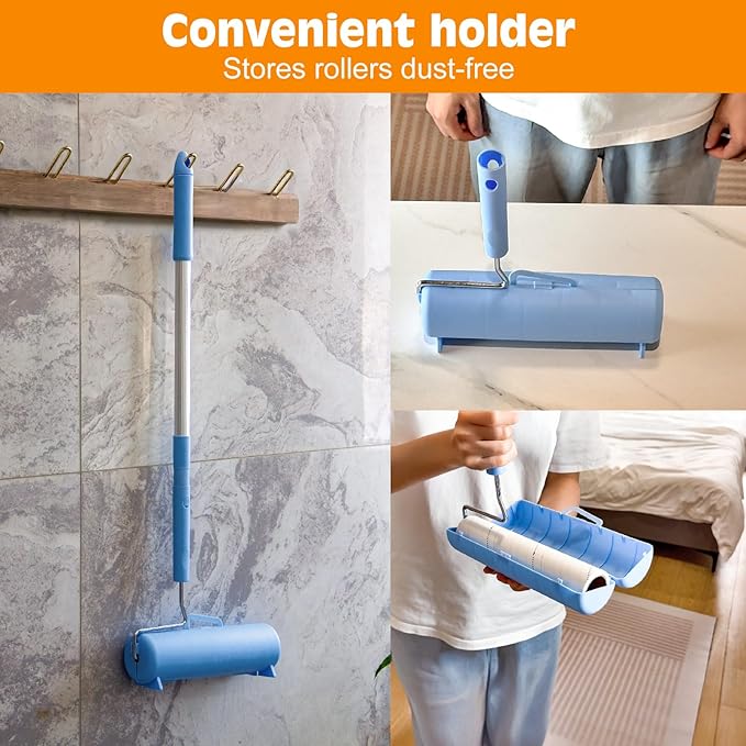Large Lint Roller for Pet Hair Extra Sticky,10 Years Lifespan,9.45''/6.3" Pet Hair Removal Tool Roller for Dog Cat Hair,450 Sheets/5 Refills,Detachable Telescoping Extension Lint Remover Brush