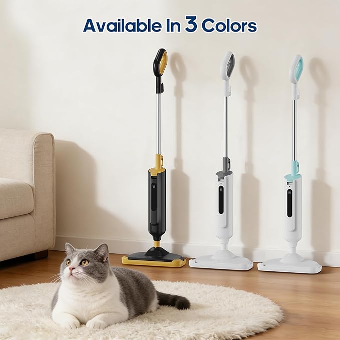NEWBULIG Steam Mop for Hardwood/Tile/Carpet, Lightweight Steamer Cleaner for Floor Cleaning, 16.4 FT Cord and 2 Washable Pads