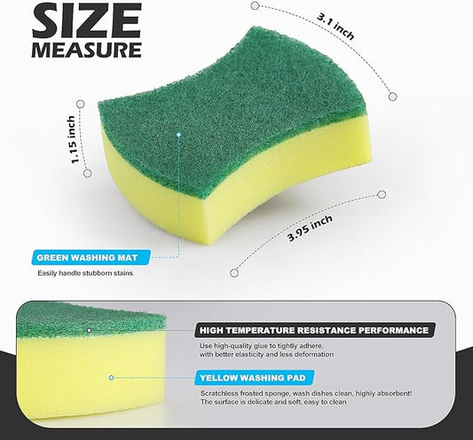 Kitchen Cleaning Sponges,24 Pack Eco Non-Scratch for Dish,Scrub Sponges
