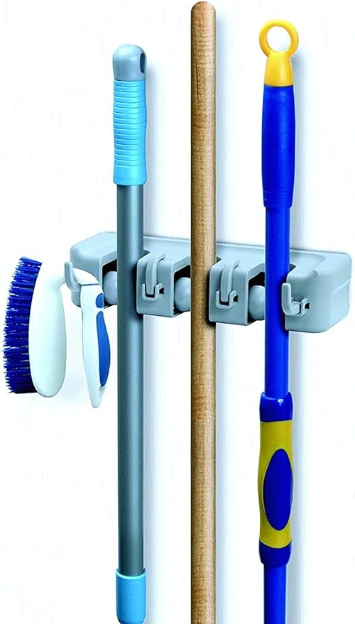 Mop & Broom organizer 3-Slots (White)