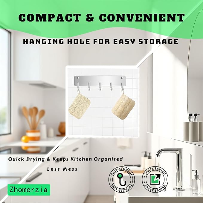 Natural Loofah Dish Sponge - 100% Biodegradable Kitchen Scrubber, Eco-Friendly Loofah Sponges for Dishes, Compostable Plant-Based Cleaning Pads, 30-Pack