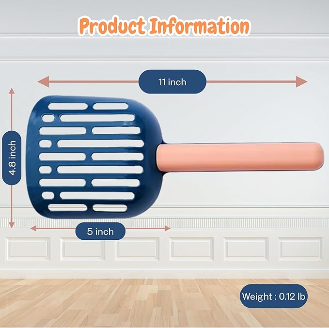 Cat Poop Scooper Cleaning Shovel, Plastic Candy Color Shovel, Ergonomic Pet Cleaning Tool, Litter Box Scooper, Large Cat Litter Scoop. (Blue)