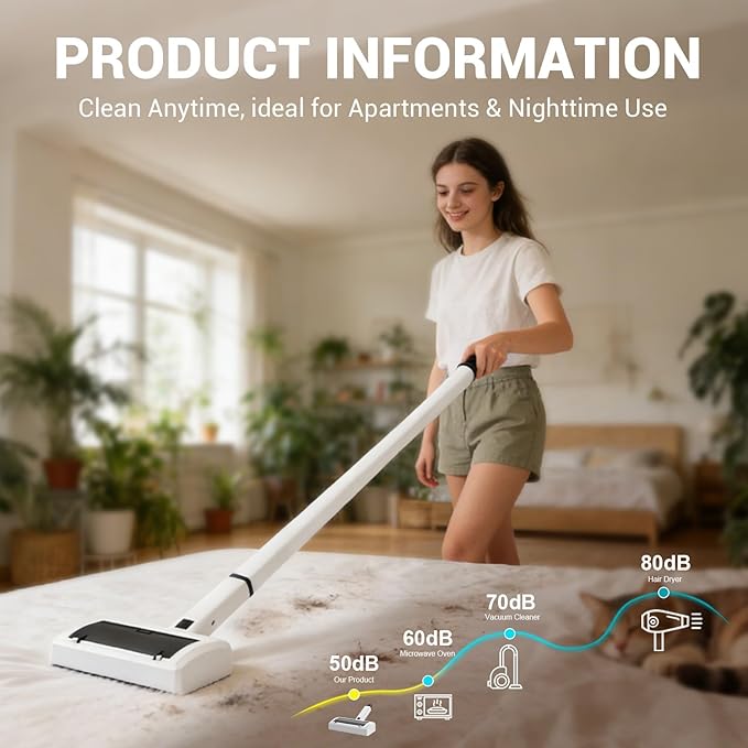 Pet Hair Remover for Carpet, Electric Lint Roller Adjustable Handle Reusable Carpet Rake Dog Cat Hair Removal Tool for Carpets, Rugs, Furniture
