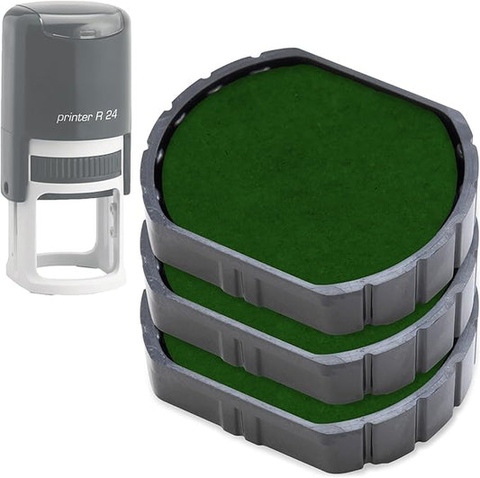 E/R24 Replacement Pad Compatible for 2000 Plus Printer R24 - Water Based - Pack of 3 - Green