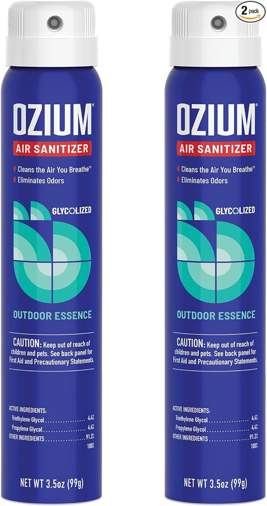 Ozium 3.5 Oz. Air Sanitizer & Odor Eliminator for Homes, Cars, Offices and More, Outdoor Essence Scent, 2 Pack
