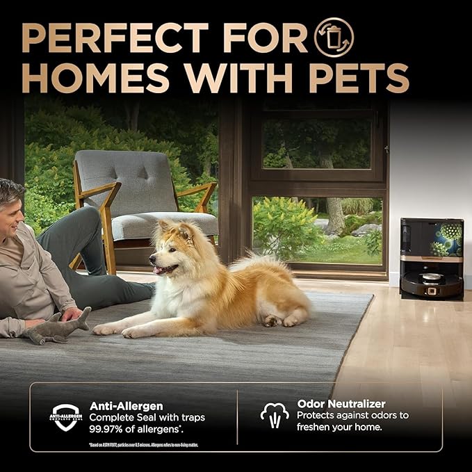 Shark Robot Vacuum & Mop Combo, PowerDetect NeverTouch Pro, Self-Emptying, Self-Refill with Self-Clean Pad Wash & Dry, 60-Day Capacity, 30-Day Refill Tank, RV2820ZE (Renewed)