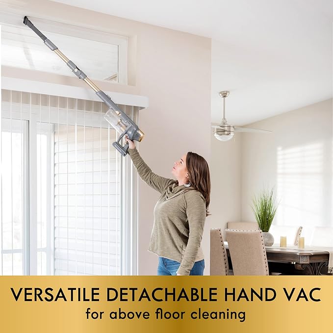 Kenmore Elite DS4095.01 CSV Max Upgrade Brushless Cordless Stick Vacuum with EasyReach Wand, HEPA Filter & LED Headlight, Converts to Lightweight Handheld for Hardwood Floors, Carpet & Pet Hair, Gold