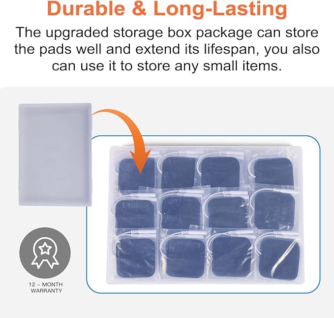 TENS Unit Replacement Pads 10 Pcs 2''x4'' Large Electrode Patches with Upgraded Self-Adhesive & Non-Irritating Design, Reusable 35 Times for Electrotherapy, Compatible with AUVON, TENS 7000