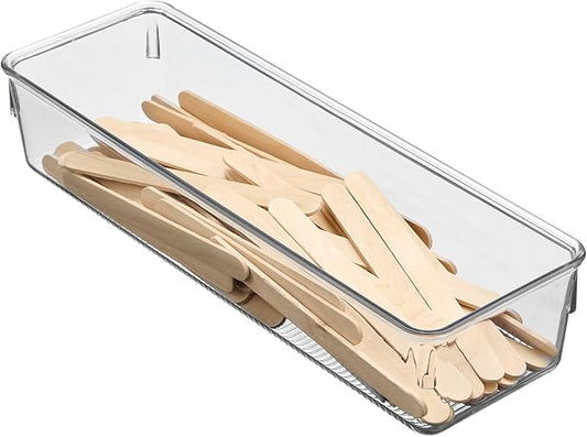 iDesign Linus BPA-Free Plastic Drawer Organizer - 3.25" x 9.75" x 2.25", Clear