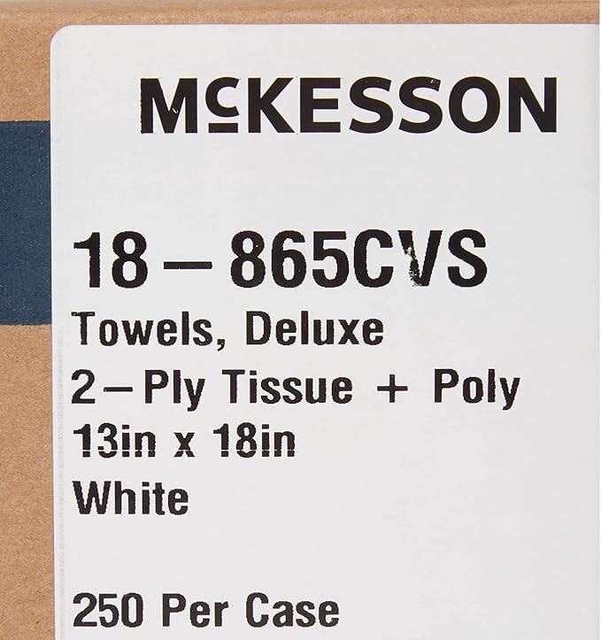 McKesson Disposable Towels [Pack of 500] for Dental Bibs, Nails, Tattoo, Dentist, Medical - 13 x 18 in, 3-Ply Tissue, Diamond Embossed, White