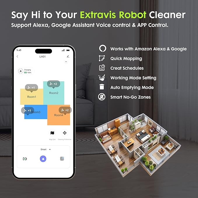 Robot Vacuum and Mop, V5 Tangle Cutter Technology for Pet Hair, 8500Pa Suction, 75-Day Capacity, LDS Navigation, Pet Laser, Robotic Vacuums Cleaner for Hair, Floors, Tile, Carpet, APP & Voice Control