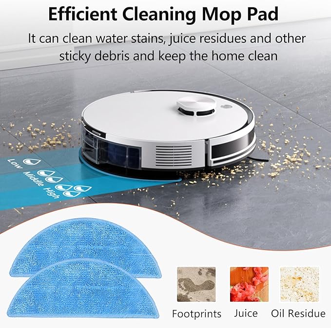 18 Pack Replacement Parts for ILIFE A30 A30 Pro Robot Vacuum Cleaner, Accessories Kit with 1 Main Brush 4 Dust Bag 4 HEPA Filter 4 Mop Pad 4 Side Brush1 Cleaning Brush