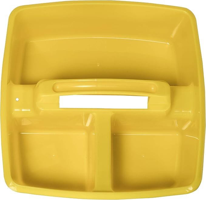 Storex 3-Compartment Small Caddy – Multipurpose Classroom Organizer with Handle, Yellow, 6-Pack (00950U06C)