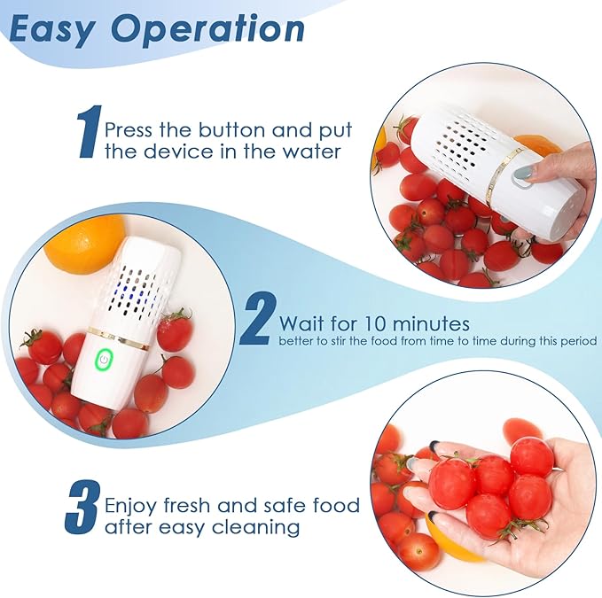 Cudinham Fruit and Vegetable Purifier Cleaner Washing Machine Capsule Shape Disinfection OH-ion Purification Technology for Cleaning Grains Rice Meat Seafood, White
