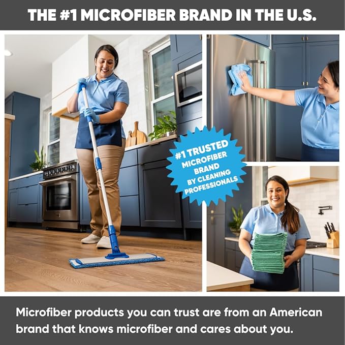 Microfiber Wholesale 36 inch Microfiber Mop Pads - Machine Washable, Reusable, Refills & Replacement Wet Mop Heads Compatible with Any Microfiber Flat Mop System (18 Pack)