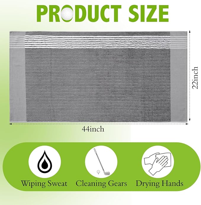 Buryeah Golf Towel 22 x 44 Inch Cotton Golf Caddy Towel Camping Large for Caddies Golfers Tour Players Club with Stripe