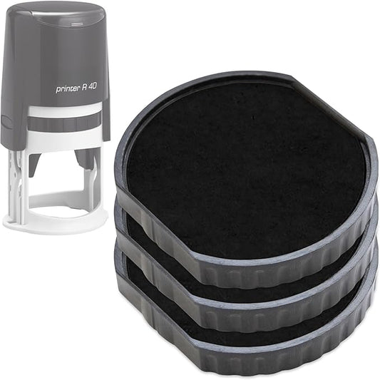 E/R40 Replacement Pad Compatible for 2000 Plus Printer R40 - Water Based - Pack of 3 - Black