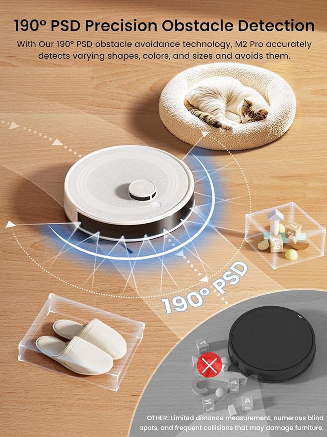 Lefant LiDAR Robot Vacuum and Mop, 90-Day Self-Emptying, 190° PSD Obstacle Avoidance, Customized Cleaning, Multi-Floor Mapping, 5500Pa Strong Suction, 140 Min Runtime, WiFi/Alexa/APP/iWatch, M2 Pro