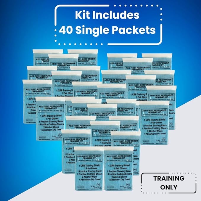 MCR Medical Prestan AED UltraTrainer Pack of 4, Replacement Pads Pack of 4, & Pack of 40 of CTK3