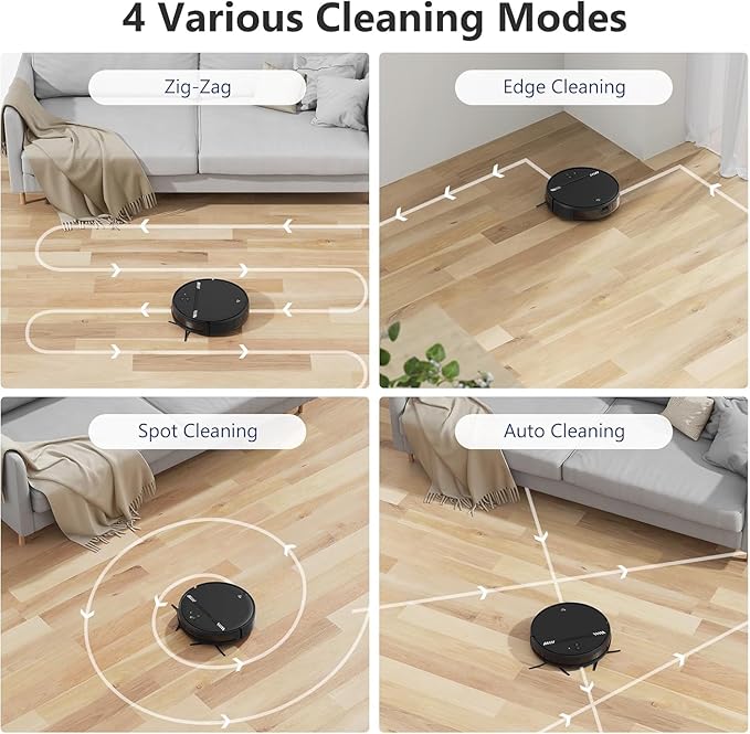 Robot Vacuum and Mop Combo, Robotic Vacuum Cleaner 2 in 1 with WiFi/App/Voice, Schedule, Water Tank and Dustbin, Self-Charging, Slim, Ideal for Hard Floor, Pet Hair, Carpet
