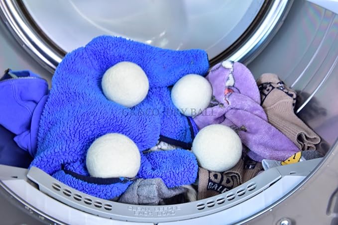 Pack of 8 Wool Laundry Dryer Ball by GK&CO-Reusable Extra Large Premium Natural Fabric Softener, Reduces Clothing Wrinkles, Eco-Friendly~Made of 100% Pure New Zealand Wool~Made in Nepal (8)