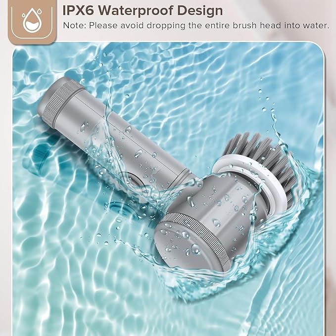 Electric Spin Scrubber - Shower Scrubber,Bathroom Scrubber Electric,for Cleaning Tub, Floor, Tile, Window, Sink, Kitchen Cleaning with 6 Electric Cleaning Brush Head (8)