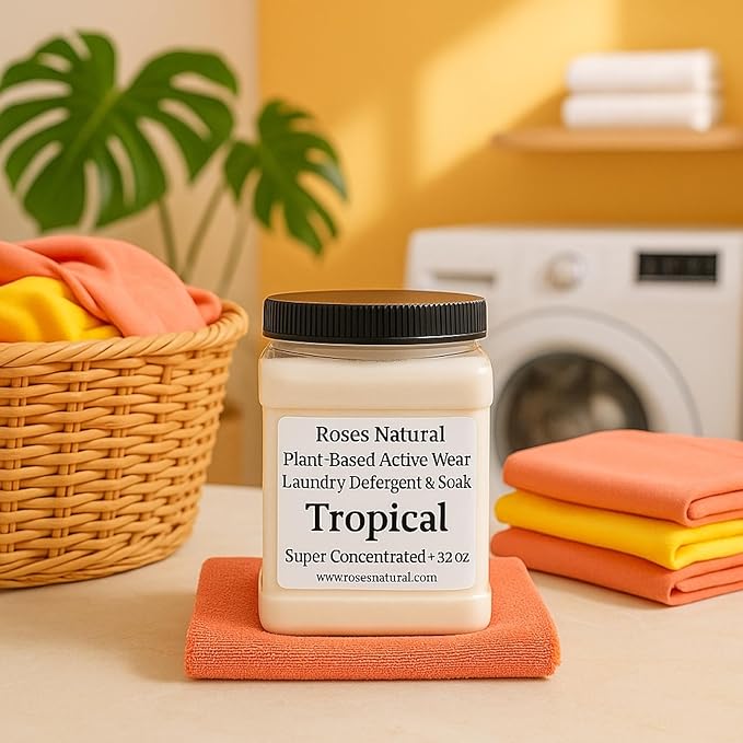 Active Wear Laundry Detergent & Soak – Plant-Based Odor-Removing Detergent for Workout Clothes – Tropical Burst Scent, Super Concentrated Powder