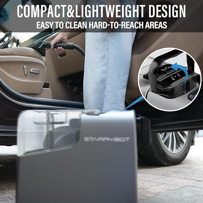 Portable Carpet Cleaner Machine with Steam and Heating Techology,18Kpa Powerful Suction with Versatile Tools for Pets, Couch,Spot Cleaner for Stairs/Furniture/Rug(Gray)