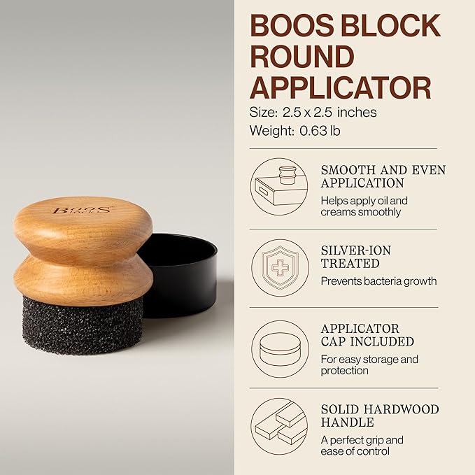 John Boos 3-Piece Care Set, 16 oz Mystery Oil, 5 oz Board Cream & Round Applicator - All-Natural Maintenance Formula for Butcher Blocks, Cutting Boards, Wooden Countertops & Wood Utensils