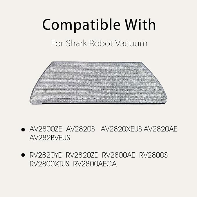 6 Pack Washable Microfiber Mop Pads for Shark VacMop, Replacement for Shark Steam Mop & PowerDetect Robot Vacuum, Compatible with AV2800ZE RV2820YE RV2820ZE AV2820S AV2820AE RV2800AE RV2800S