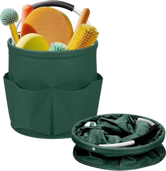 Cleaning Caddy for Cleaning Supplies,17L Cleaning Supply Caddy with Handle Foldable Cleaning Supplies Organizer Bucket Cleaning Products Organizers for Home, Garden (Grass Green)