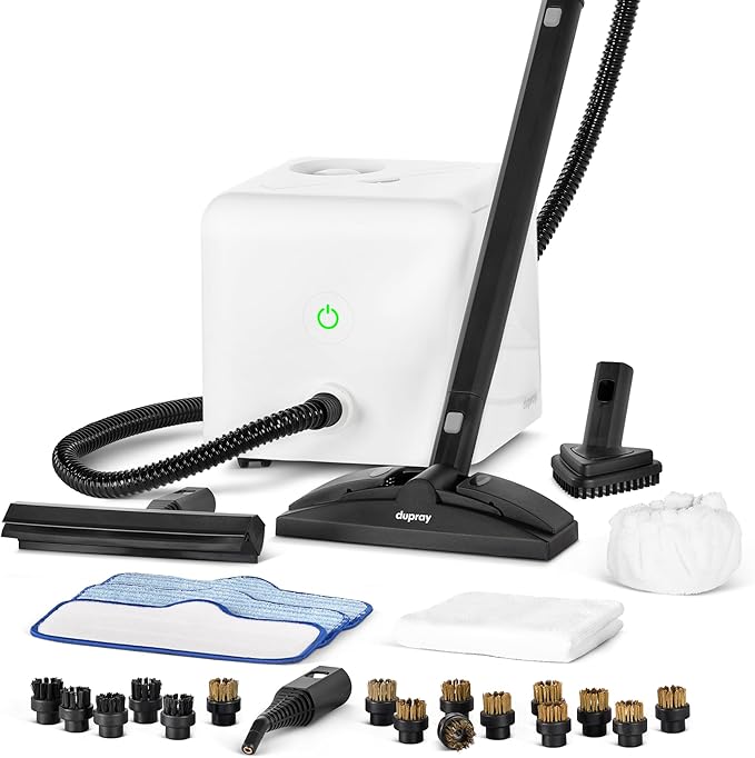 Dupray Neat Steam Cleaner with 27-Piece Accessory Kit – High-Performance Chemical-Free Cleaning for Floors, Cars, Tiles, and More. *Kills 99.9% of Bacteria & Viruses (incl. 11 brass brushes)