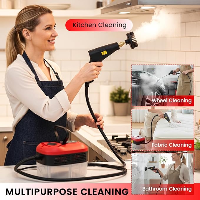 Saker Handheld Steam Cleaner for Home,6-Level Adjustable Steamer for Cleaning,Portable Steam Cleaner,Portable Steamer for Cleaning with 1200ML Water Tank,Suitable for Kitchen,Bathroom,Living Room