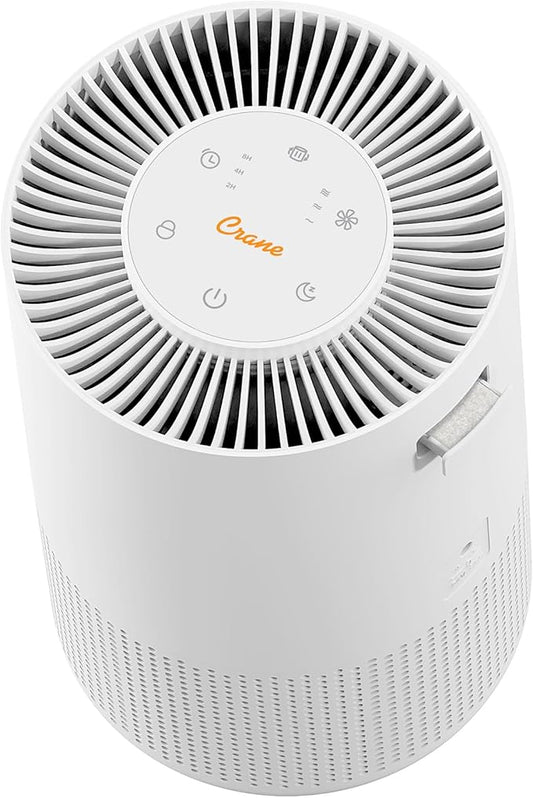 Crane True HEPA Air Purifiers for Home, Up To 250 Sq Ft, Air Purifiers For Bedroom, and Office, Removes Dust, Smoke, Pet Dander, and Allergens, Purifier HEPA with Sleep Timer, Child Lock, Aroma Tray