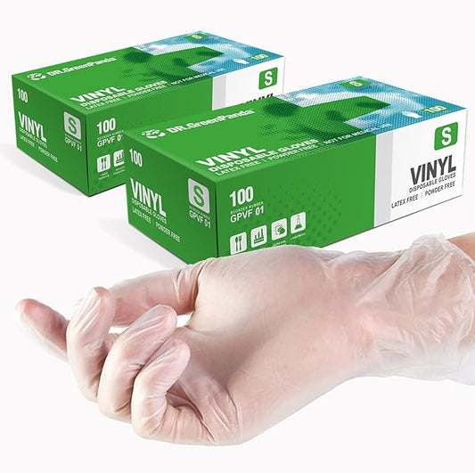 Clear Vinyl Gloves Latex Free & Powder Free - Food Safe Disposable Gloves for Cooking Cleaning - Comfort Fit