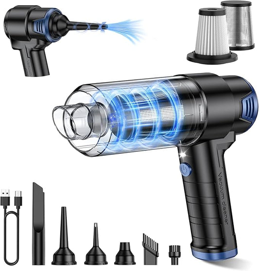 AHNR Handheld Car Vacuum Cleaner Cordless with 16000PA Powerful Suction, 4-in-1 Portable Mini Vacuum Cleaner & Air Duster with Multi-Accessories, Hand Held Vacuum Cordless Rechargeable for Car Home