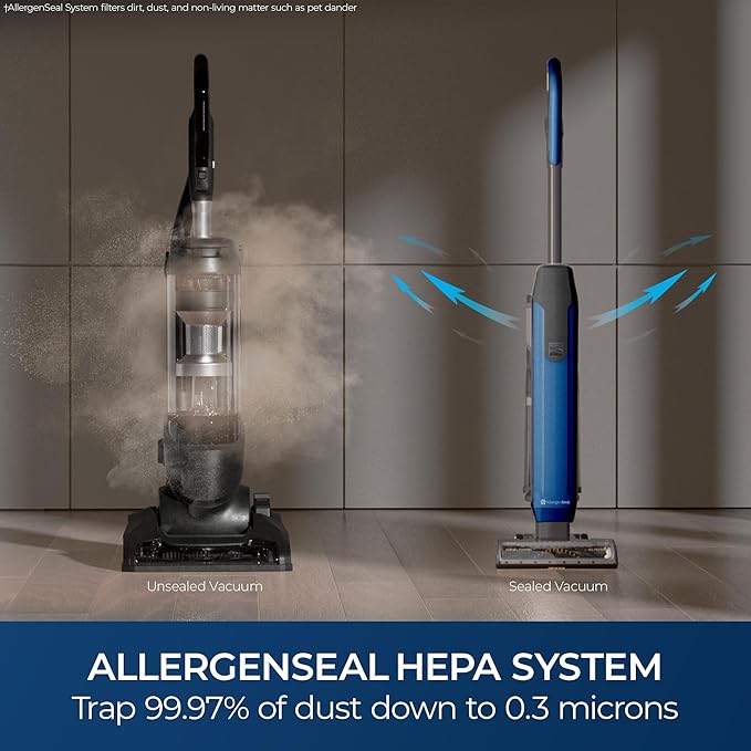 Kenmore CU5001 Litening Cordless Upright Vacuum with Lift-Up & Hair Eliminator Nozzle, Brushless Motor, HEPA Filter & LED Display for Low-Pile Carpets, Rugs, Hard Floors & Pets, Blue