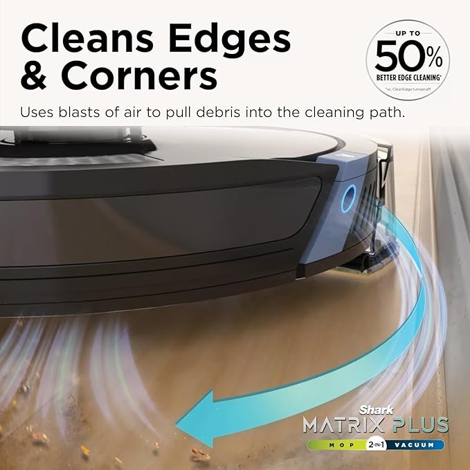 Shark Matrix Plus 2-in-1 Robot Vacuum & Sonic Mop, Home Mapping, HEPA Bagless Self Empty Base with 30-Day Capacity, CleanEdge, for Pet Hair, WiFi, UR2650WS (Renewed)