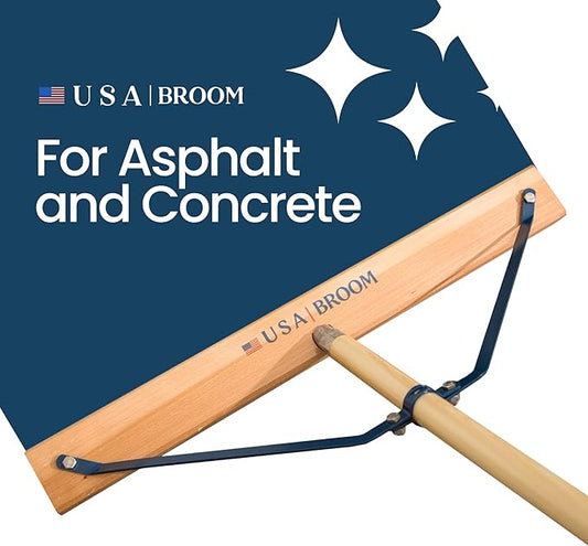 2 Pack Bundle - 24" Heavy Duty Outdoor Push Broom with 60" Handle. Ideal for Asphalt, Concrete & Heavy Debris. Durable American Made Steel Brackets-Stainless Steel Hardware. No Plastic. 100% USA Made.