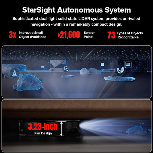 roborock Qrevo Slim Robot Vacuum and Mop Combo, 8.2cm Ultra-Slim, 3D Sensing Tech, Advanced Obstacle Recognition, 11,000Pa Suction, FlexiArm Side Brush & Mop, Auto Mop Washing & Drying, Self-Emptying