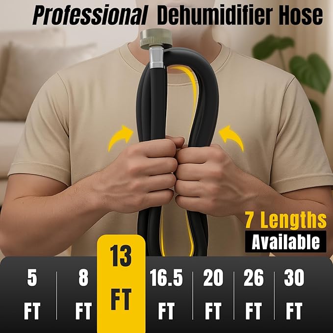 20FT Dehumidifier Drain Hose with 3/4 Inch FHT Leak-Proof and Rust-Resistant Connector Portable AC Tangle-Free Thickened Drain Hose Indoor Perfectly Fit Most Dehumidifier Models