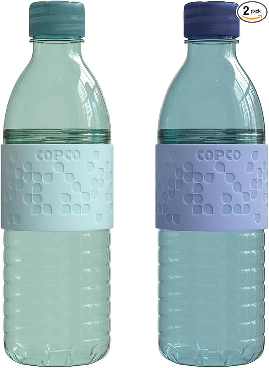Copco Hydra 16.9oz Water Bottle, Set of 2 - Non-Slip Sleeve & BPA-Free Tritan Plastic - Dishwasher Safe, Reusable To Go Bottle - Leak-Proof, Spill-Proof, Portable Water Bottle (Light Blue & Purple)